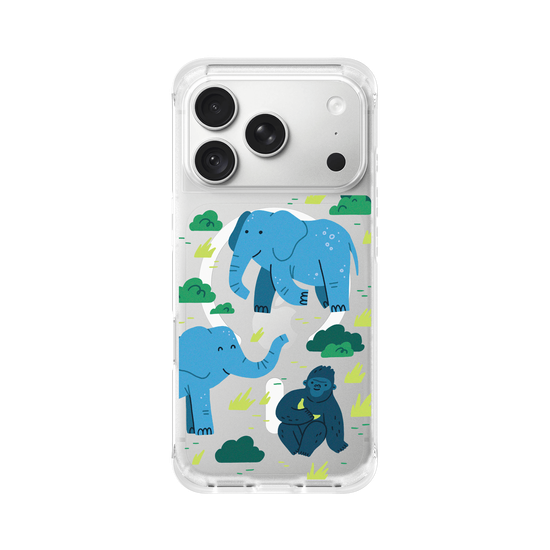 Afrikanische Tierwelt – Illustration (Westlicher Flachlandgorilla, Afrikanischer Elefant)