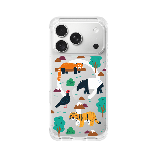Asiatische Tierwelt – Illustration (Roter Panda, Vietnamfasan, Malaysischer Tiger, Malaysischer Tapir)