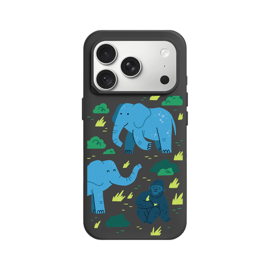 Afrikanische Tierwelt – Illustration (Westlicher Flachlandgorilla, Afrikanischer Elefant)