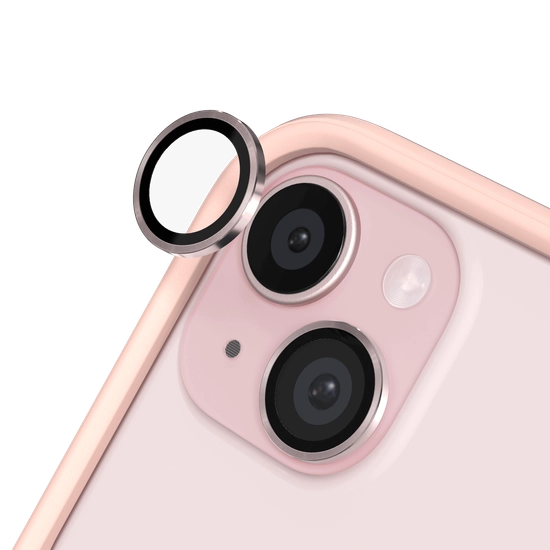 Protecteurs D'Objectif IPhone 15 Pro/Pro Max - Verre Trempé 9H Avec Anneau Métal Pailleté - Lot De 3 (Titane Naturel) - 11