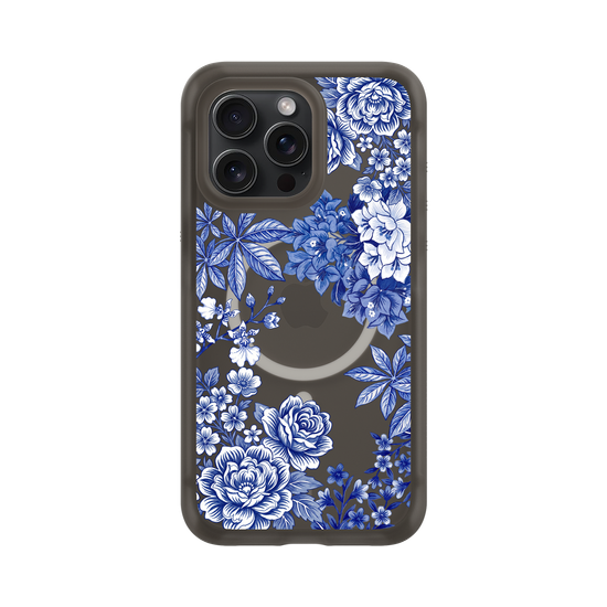 Tissu floral taïwanais · Bleu et blanc