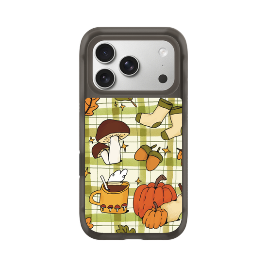 Cute, Cozy Autumn Aesthetic on a Gingham Pattern