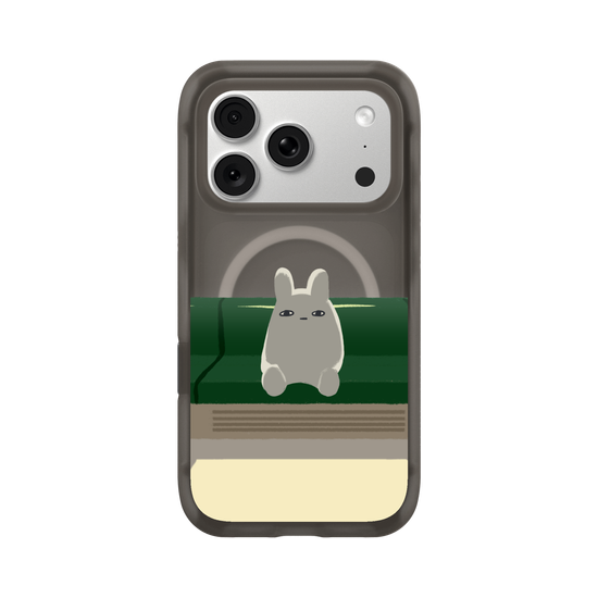 Bunny is on the train by itself