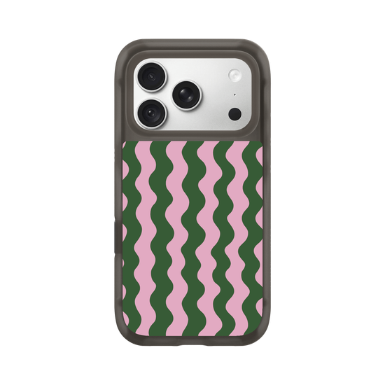 Ondas Retro – Diseño Psicodélico Verde y Rosa