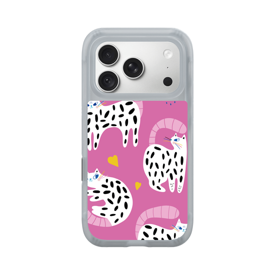 Rainbow Whiskers cats on pink