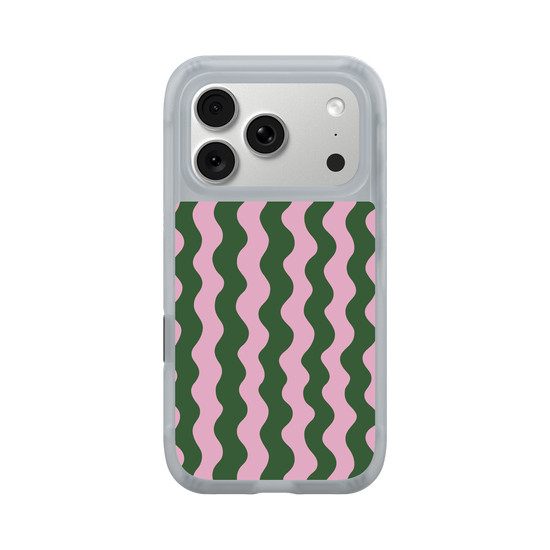 Cute Retro Green & Pink Wavy Ripple