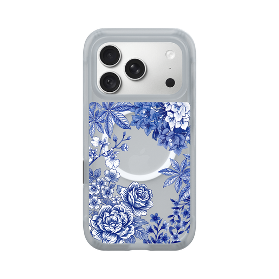 Tissu floral taïwanais · Bleu et blanc
