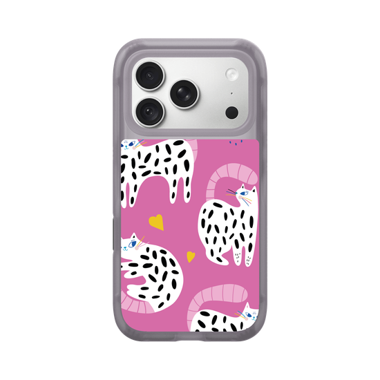 Rainbow Whiskers cats on pink