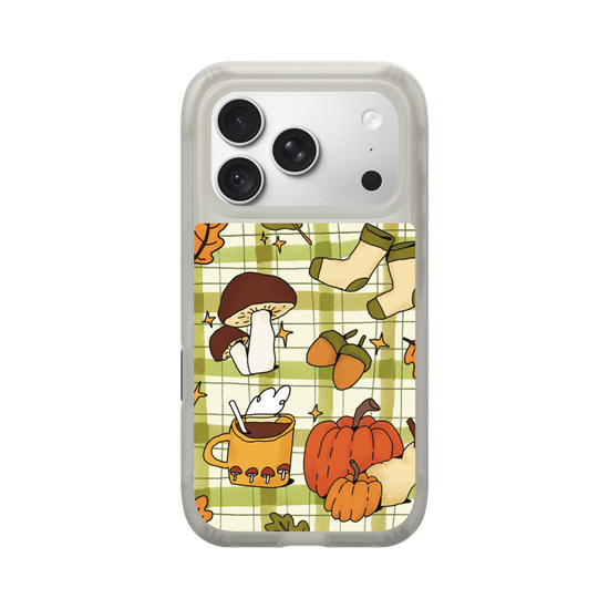 Cute, Cozy Autumn Aesthetic on a Gingham Pattern
