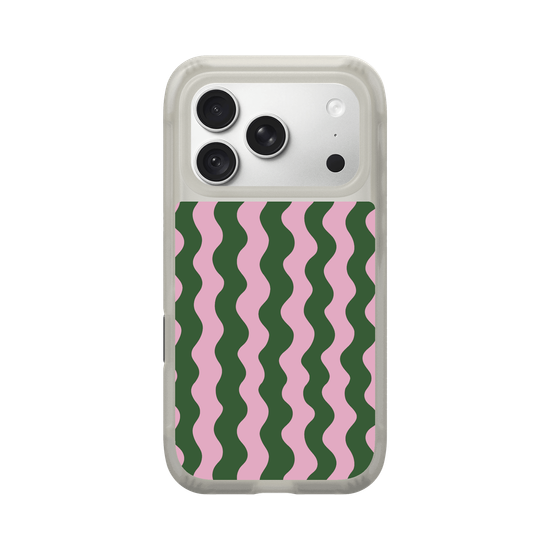 Ondas Retro – Diseño Psicodélico Verde y Rosa