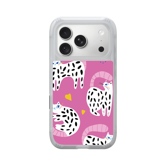 Rainbow Whiskers cats on pink