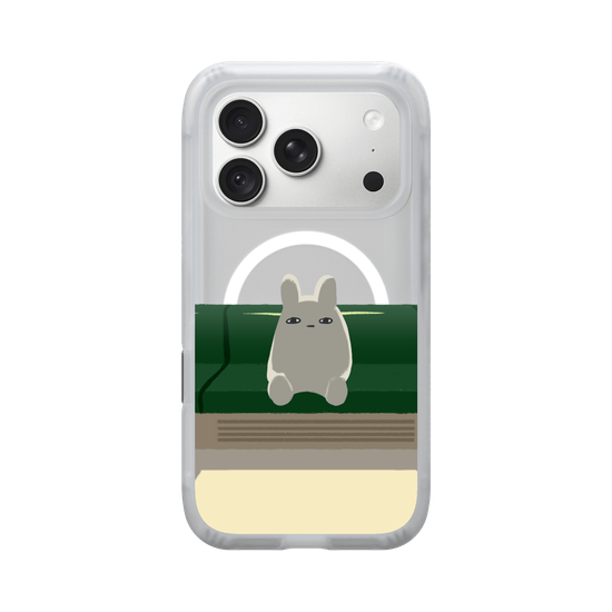 Bunny is on the train by itself