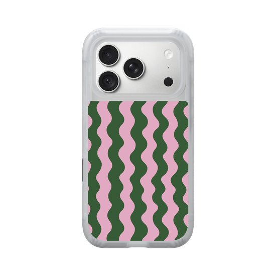 Cute Retro Green & Pink Wavy Ripple