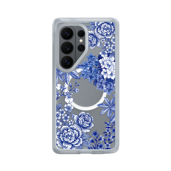 Tissu floral taïwanais · Bleu et blanc