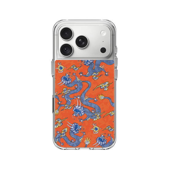 Hand-Painted Dragon Pattern - Blue and Orange
