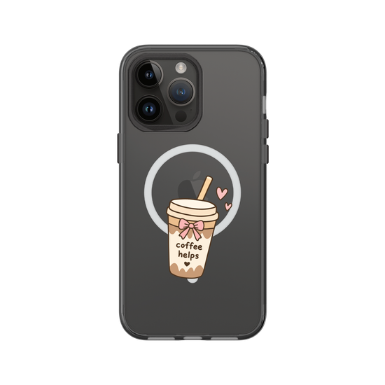 Cute Coffee Cup Sticker – Coffee Helps Kawaii Aesthetic
