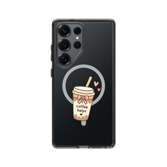 Cute Coffee Cup Sticker – Coffee Helps Kawaii Aesthetic