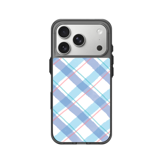 checkers & lines - blue