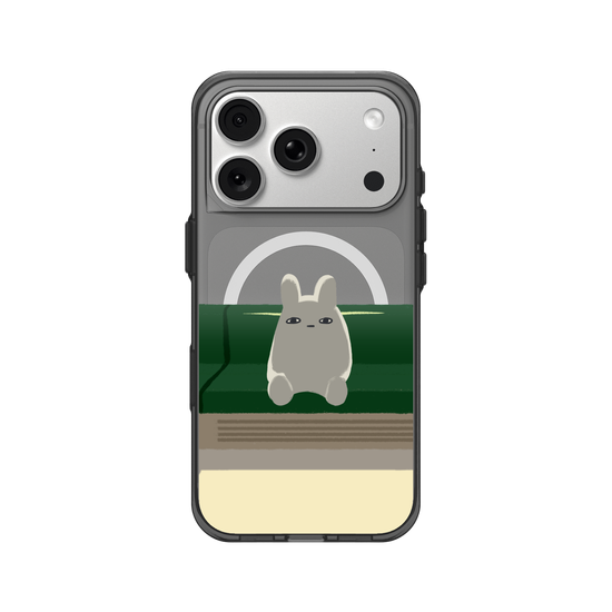 Bunny is on the train by itself
