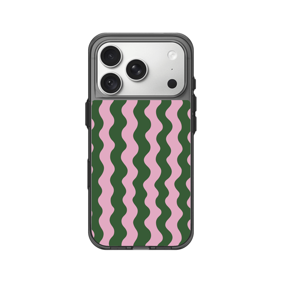 Ondas Retro – Diseño Psicodélico Verde y Rosa
