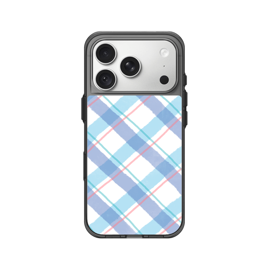 checkers & lines - blue