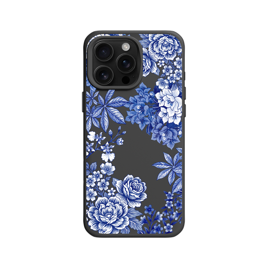 Tissu floral taïwanais · Bleu et blanc