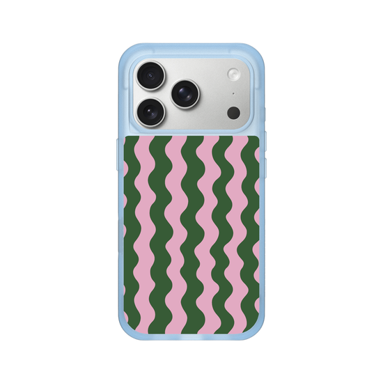 Cute Retro Green & Pink Wavy Ripple