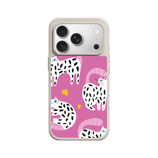 Rainbow Whiskers cats on pink