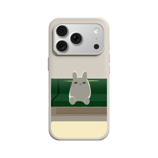 Bunny is on the train by itself