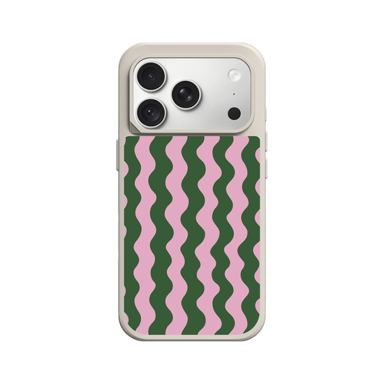 Cute Retro Green & Pink Wavy Ripple