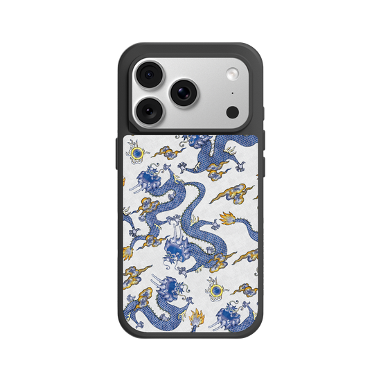 Dragon dessiné à la main - bleu et blanc