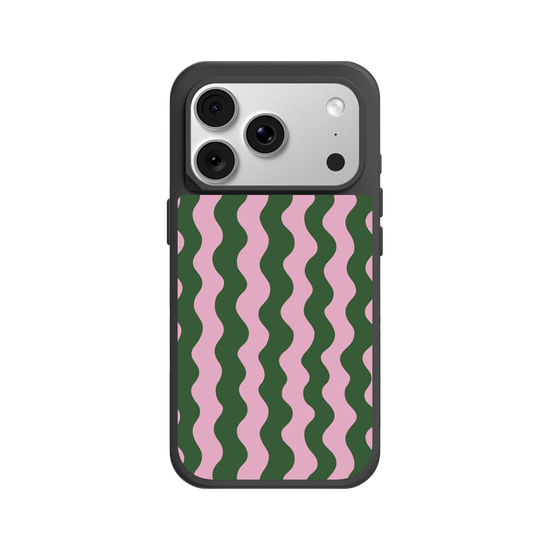 Ondas Retro – Diseño Psicodélico Verde y Rosa