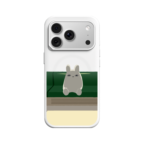 Bunny is on the train by itself