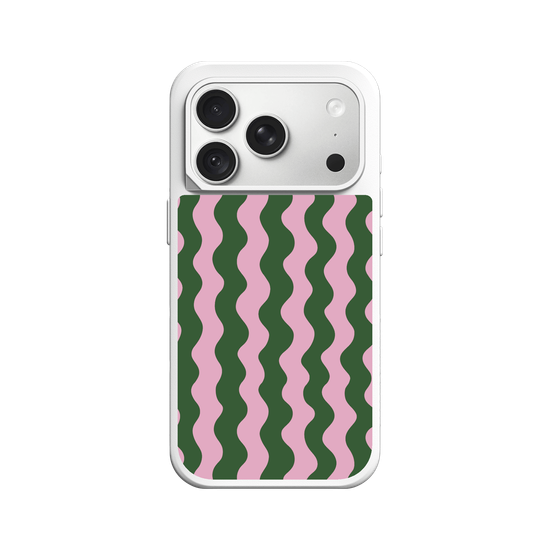 Ondulations Rétro – Design Psychédélique Vert & Rose