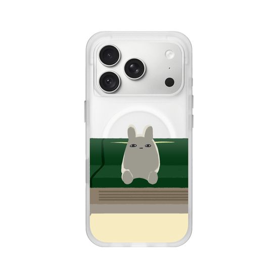 Bunny is on the train by itself