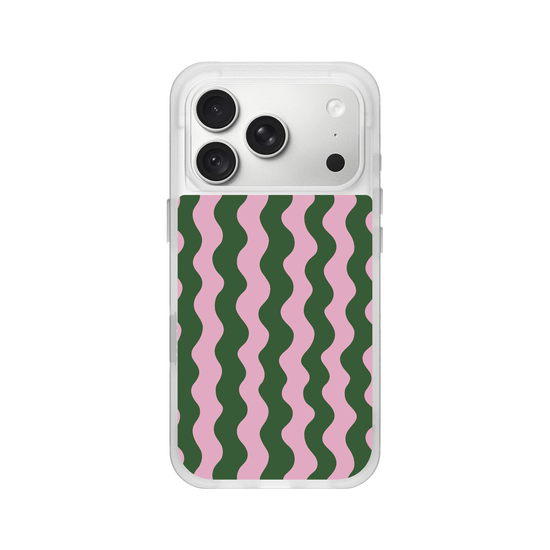 Cute Retro Green & Pink Wavy Ripple
