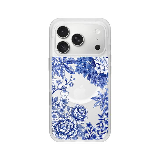 Tissu floral taïwanais · Bleu et blanc
