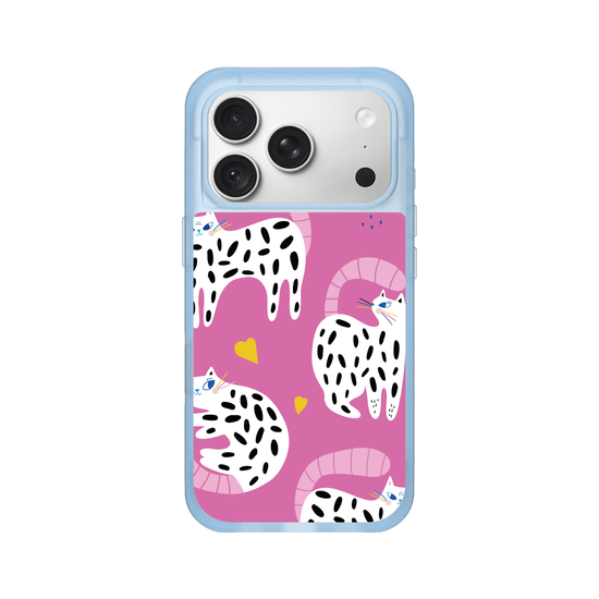 Rainbow Whiskers cats on pink