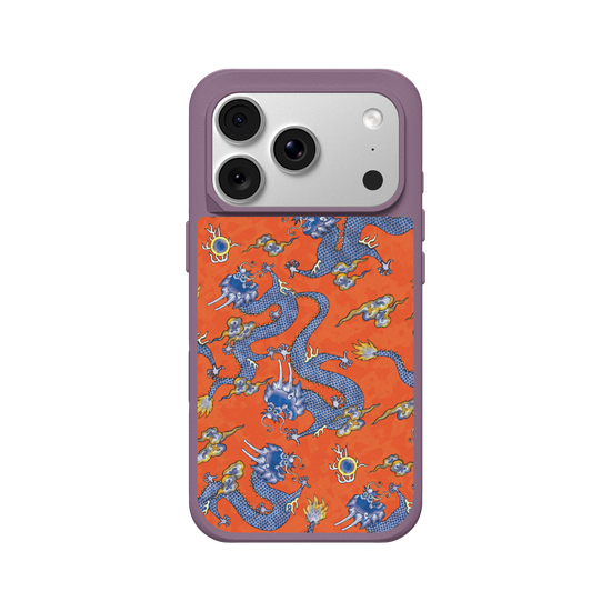 Hand-Painted Dragon Pattern - Blue and Orange