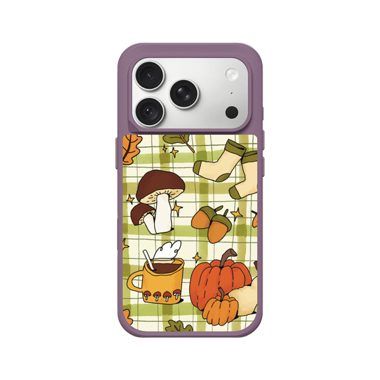 Cute, Cozy Autumn Aesthetic on a Gingham Pattern