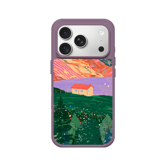 Vibrant Mountain Lakehouse Illustration