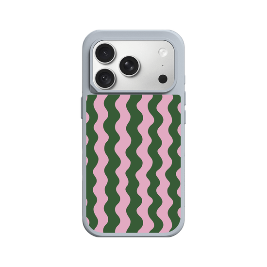 Cute Retro Green & Pink Wavy Ripple