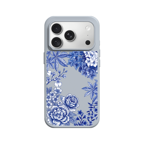 Tissu floral taïwanais · Bleu et blanc
