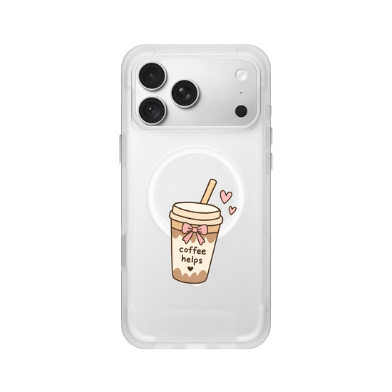 Cute Coffee Cup Sticker – Coffee Helps Kawaii Aesthetic