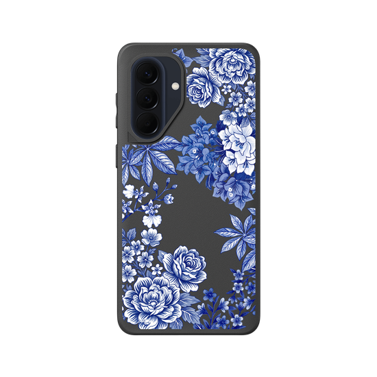 Tissu floral taïwanais · Bleu et blanc