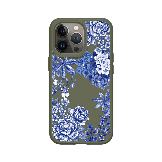 Tissu floral taïwanais · Bleu et blanc