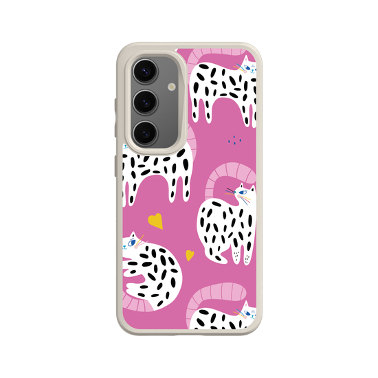 Rainbow Whiskers cats on pink