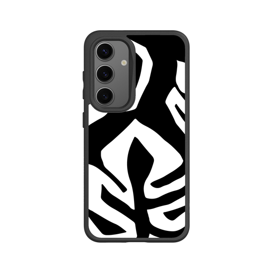 Black and white jungle leaves