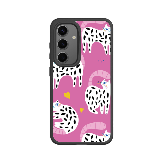 Rainbow Whiskers cats on pink