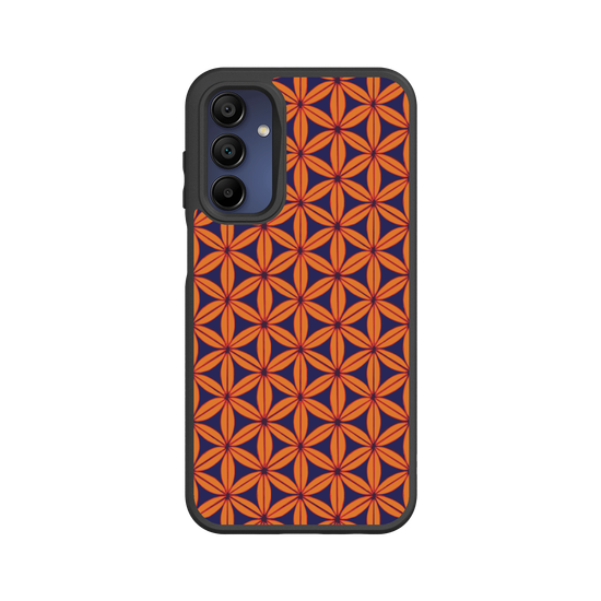 Fleur de vie - Orange et bleu profond